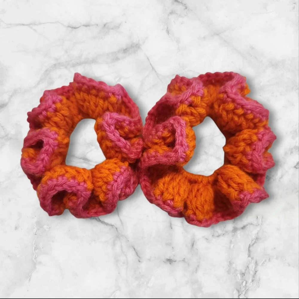 Orange/Pink Scrunchies Set Of 2